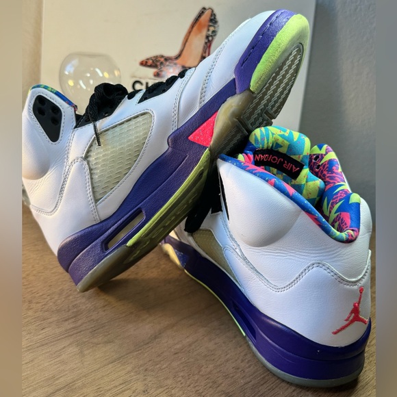 Jordan Retro 5 “Belair” size 10 white/black/green/pink - Picture 3 of 6